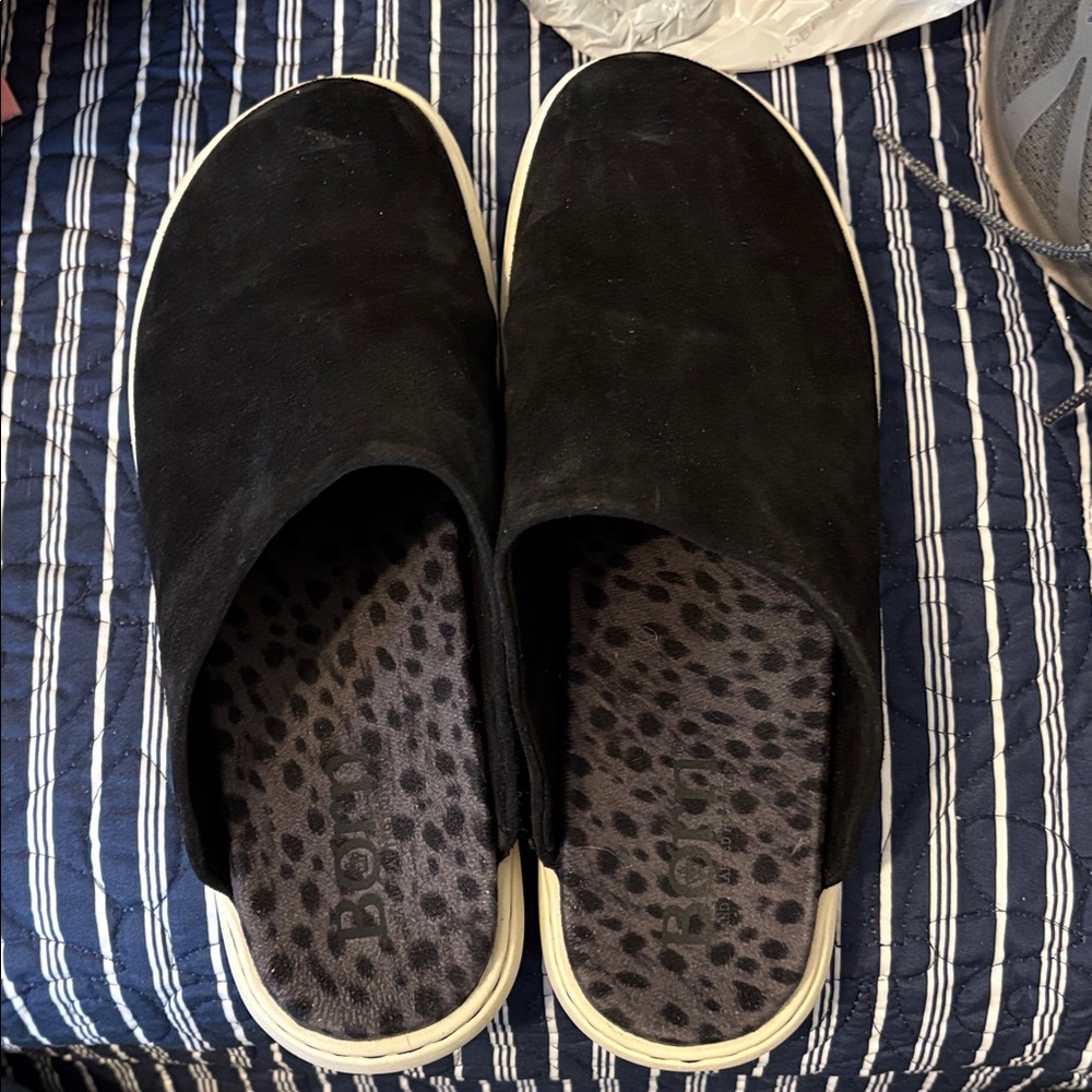 Born black suede clogs slip-ons sz 10